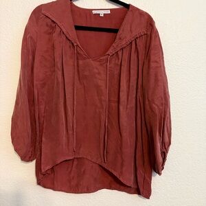 Young Fabulous & Broke Brown Asymmetrical Sailor Collar Blouse